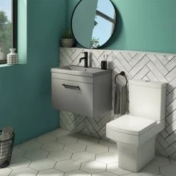 Arezzo 600 Matt Grey Wall Hung Vanity Unit with Matt Grey Basin + Black Handle 10 Arezzo 600 Matt Grey Wall Hung Vanity Unit with Matt Grey Basin + Black Handle -Wall Hung Vanity Units Shop AZG6WHVBKG D3 460