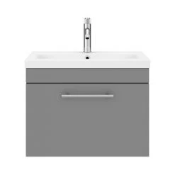 Arezzo Wall Hung Vanity Unit - Matt Grey - 600mm with Industrial Style Chrome Handle 12 Arezzo Wall Hung Vanity Unit - Matt Grey - 600mm with Industrial Style Chrome Handle -Wall Hung Vanity Units Shop AZG6WHVCHIS d4 460