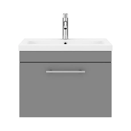 Arezzo Wall Hung Vanity Unit - Matt Grey - 600mm with Industrial Style Chrome Handle 7 Arezzo Wall Hung Vanity Unit - Matt Grey - 600mm with Industrial Style Chrome Handle - Image 5