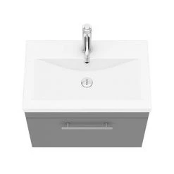 Arezzo Wall Hung Vanity Unit - Matt Grey - 600mm with Industrial Style Chrome Handle 13 Arezzo Wall Hung Vanity Unit - Matt Grey - 600mm with Industrial Style Chrome Handle -Wall Hung Vanity Units Shop AZG6WHVCHIS d5 460