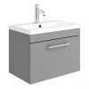 Arezzo Wall Hung Vanity Unit - Matt Grey - 600mm with Industrial Style Chrome Handle 2 Arezzo Wall Hung Vanity Unit - Matt Grey - 600mm with Industrial Style Chrome Handle -Wall Hung Vanity Units Shop AZG6WHVCHIS p