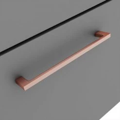 Arezzo 600 Matt Grey Wall Hung 1-Drawer Vanity Unit with Rose Gold Handle -Wall Hung Vanity Units Shop AZG6WHVRG d3 460