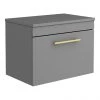 Arezzo Wall Hung Countertop Vanity Unit - Matt Grey - 600mm with Industrial Style Brushed Brass Handle -Wall Hung Vanity Units Shop AZG6WHWBBIS p