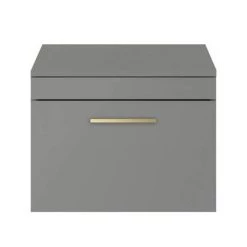 Arezzo Wall Hung Countertop Vanity Unit - Matt Grey - 600mm with Brushed Brass Handle -Wall Hung Vanity Units Shop AZG6WHWBB D2 460