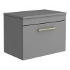 Arezzo Wall Hung Countertop Vanity Unit - Matt Grey - 600mm with Brushed Brass Handle 2 Arezzo Wall Hung Countertop Vanity Unit - Matt Grey - 600mm with Brushed Brass Handle -Wall Hung Vanity Units Shop AZG6WHWBB P1