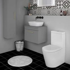 Arezzo Wall Hung Countertop Vanity Unit - Matt Grey - 600mm with Brushed Brass Handle -Wall Hung Vanity Units Shop AZG6WHWBB d4 460