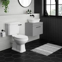 Arezzo Wall Hung Countertop Vanity Unit - Matt Grey - 600mm with Industrial Style Black Handle 7 Arezzo Wall Hung Countertop Vanity Unit - Matt Grey - 600mm with Industrial Style Black Handle -Wall Hung Vanity Units Shop AZG6WHWBKIS d3 460