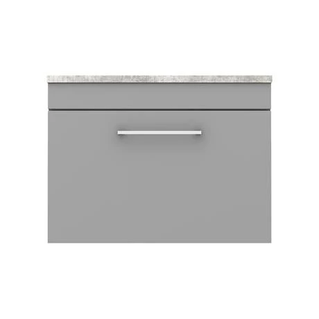 Arezzo Wall Hung Countertop Vanity Unit - Matt Grey - 600mm with Bellato Grey Worktop & Chrome Handle 8 Arezzo Wall Hung Countertop Vanity Unit - Matt Grey - 600mm with Bellato Grey Worktop & Chrome Handle - Image 6