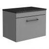 Arezzo Wall Hung Countertop Vanity Unit - Matt Grey - 600mm with Black Worktop & Matt Black Handle 2 Arezzo Wall Hung Countertop Vanity Unit - Matt Grey - 600mm with Black Worktop & Matt Black Handle -Wall Hung Vanity Units Shop AZG6WHWMBB p