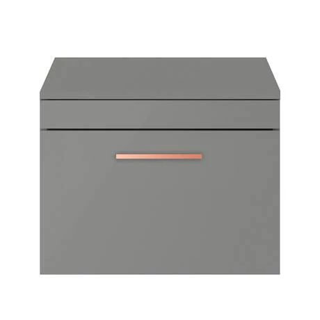 Arezzo Wall Hung Countertop Vanity Unit - Matt Grey - 600mm with Rose Gold Handle 5 Arezzo Wall Hung Countertop Vanity Unit - Matt Grey - 600mm with Rose Gold Handle - Image 3