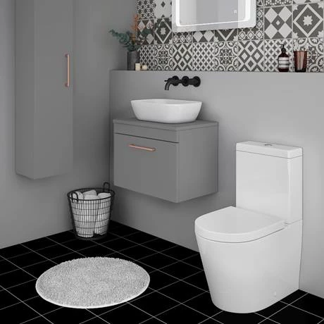 Arezzo Wall Hung Countertop Vanity Unit - Matt Grey - 600mm with Rose Gold Handle 6 Arezzo Wall Hung Countertop Vanity Unit - Matt Grey - 600mm with Rose Gold Handle - Image 4