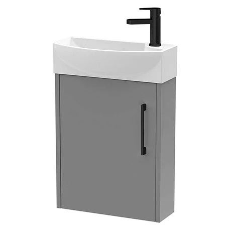 Arezzo Matt Grey 450mm 1TH Wall Hung Cloakroom Vanity Unit with Matt Black Handle 3 Arezzo Matt Grey 450mm 1TH Wall Hung Cloakroom Vanity Unit with Matt Black Handle