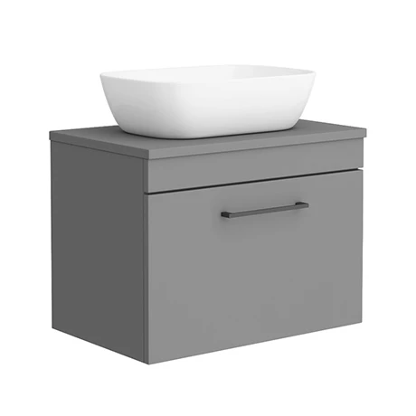 Arezzo Wall Hung Countertop Basin Unit - Grey with Black Handle - 600mm inc. Basin 3 Arezzo Wall Hung Countertop Basin Unit - Grey with Black Handle - 600mm inc. Basin