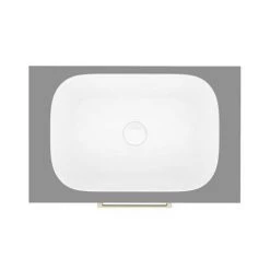 Arezzo Wall Hung Countertop Basin Unit - Grey with Brushed Brass Handle - 600mm inc. Basin -Wall Hung Vanity Units Shop AZGWHBB465 n d5 460