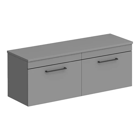 Arezzo Matt Grey Wall Hung Double Countertop Vanity Unit (1200mm w. Matt Black Handles) 3 Arezzo Matt Grey Wall Hung Double Countertop Vanity Unit (1200mm w. Matt Black Handles)