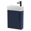 Arezzo Matt Blue 450mm 1TH Wall Hung Cloakroom Vanity Unit with Matt Black Handle -Wall Hung Vanity Units Shop AZMB4WHMBLH M