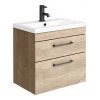 Arezzo 600 Rustic Oak Wall Hung 2-Drawers Vanity Unit with Matt Black Handles 1 Arezzo 600 Rustic Oak Wall Hung 2-Drawers Vanity Unit with Matt Black Handles -Wall Hung Vanity Units Shop AZO6WHVMB2D lrg 670
