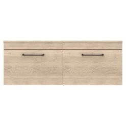 Arezzo Rustic Oak Wall Hung Double Countertop Vanity Unit (1200mm w. Matt Black Handles) 9 Arezzo Rustic Oak Wall Hung Double Countertop Vanity Unit (1200mm w. Matt Black Handles) -Wall Hung Vanity Units Shop AZOWHMB12 d3 460