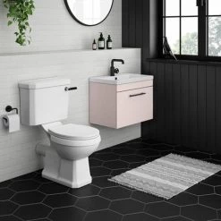 Arezzo Wall Hung Vanity Unit - Matt Pink - 500mm with Industrial Style Black Handle 9 Arezzo Wall Hung Vanity Unit - Matt Pink - 500mm with Industrial Style Black Handle -Wall Hung Vanity Units Shop AZP5WHVBKIS d3 460