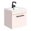 Arezzo Wall Hung Vanity Unit - Matt Pink - 500mm with Industrial Style Black Handle 2 Arezzo Wall Hung Vanity Unit - Matt Pink - 500mm with Industrial Style Black Handle -Wall Hung Vanity Units Shop AZP5WHVBKIS n p