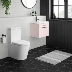 Arezzo Wall Hung Vanity Unit - Matt Pink - 500mm with Matt Black Handle -Wall Hung Vanity Units Shop AZP5WHVBK d3 460