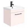 Arezzo Wall Hung Vanity Unit - Matt Pink - 500mm with Matt Black Handle -Wall Hung Vanity Units Shop AZP5WHVBK n p