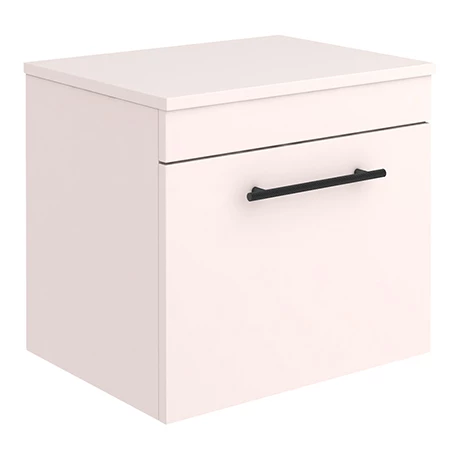 Arezzo Wall Hung Countertop Vanity Unit - Matt Pink - 500mm with Industrial Style Black Handle 3 Arezzo Wall Hung Countertop Vanity Unit - Matt Pink - 500mm with Industrial Style Black Handle