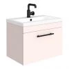 Arezzo Wall Hung Vanity Unit - Matt Pink - 600mm with Industrial Style Black Handle 1 Arezzo Wall Hung Vanity Unit - Matt Pink - 600mm with Industrial Style Black Handle -Wall Hung Vanity Units Shop AZP6WHVBKIS n p