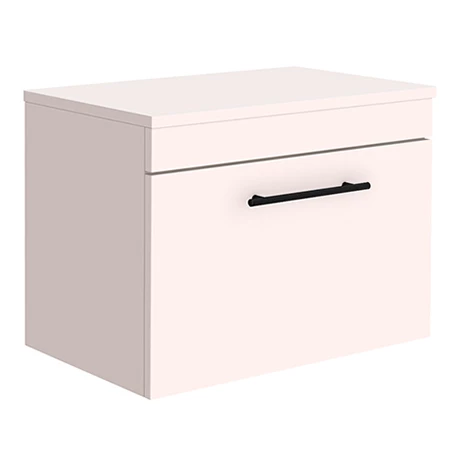 Arezzo Wall Hung Countertop Vanity Unit - Matt Pink - 600mm with Industrial Style Black Handle 3 Arezzo Wall Hung Countertop Vanity Unit - Matt Pink - 600mm with Industrial Style Black Handle