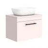 Arezzo Wall Hung Countertop Basin Unit - Pink with Industrial Style Black Handle - 600mm inc. White Basin -Wall Hung Vanity Units Shop AZP6WHWBKISW465 n p