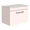 Arezzo Wall Hung Countertop Vanity Unit - Matt Pink - 600mm with Grey Worktop & Matt Black Handle -Wall Hung Vanity Units Shop AZP6WHWMBG p