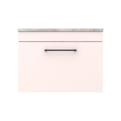 Arezzo Wall Hung Countertop Vanity Unit - Matt Pink - 600mm with Grey Worktop & Matt Black Handle -Wall Hung Vanity Units Shop AZP6WHWMBG d5 460
