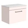 Arezzo Wall Hung Countertop Vanity Unit - Matt Pink - 600mm with White Worktop & Matt Black Handle 2 Arezzo Wall Hung Countertop Vanity Unit - Matt Pink - 600mm with White Worktop & Matt Black Handle -Wall Hung Vanity Units Shop AZP6WHWMBW p