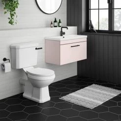 Arezzo Wall Hung Vanity Unit - Matt Pink - 800mm with Industrial Style Black Handle 9 Arezzo Wall Hung Vanity Unit - Matt Pink - 800mm with Industrial Style Black Handle -Wall Hung Vanity Units Shop AZP8WHVBKIS d3 460