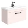 Arezzo Wall Hung Vanity Unit - Matt Pink - 800mm with Industrial Style Black Handle 2 Arezzo Wall Hung Vanity Unit - Matt Pink - 800mm with Industrial Style Black Handle -Wall Hung Vanity Units Shop AZP8WHVBKIS prod