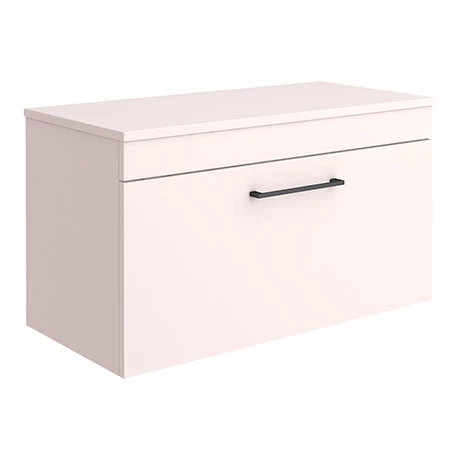 Arezzo Wall Hung Countertop Vanity Unit - Matt Pink - 800mm with Matt Black Handle 3 Arezzo Wall Hung Countertop Vanity Unit - Matt Pink - 800mm with Matt Black Handle