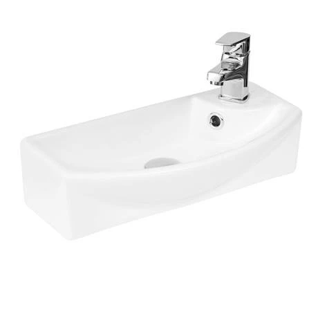 Arezzo Matt Teal Green 450mm 1TH Wall Hung Cloakroom Vanity Unit with Matt Black Handle 4 Arezzo Matt Teal Green 450mm 1TH Wall Hung Cloakroom Vanity Unit with Matt Black Handle - Image 2