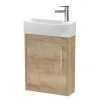 Arezzo Rustic Oak 450mm 1TH Wall Hung Cloakroom Vanity Unit -Wall Hung Vanity Units Shop AZRO4WH l 670