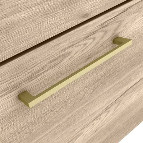 Arezzo Wall Hung Vanity Unit - Rustic Oak - 500mm with Brushed Brass Handle 6 Arezzo Wall Hung Vanity Unit - Rustic Oak - 500mm with Brushed Brass Handle - Image 4
