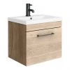 Arezzo Wall Hung Vanity Unit - Rustic Oak - 500mm with Matt Black Handle 1 Arezzo Wall Hung Vanity Unit - Rustic Oak - 500mm with Matt Black Handle -Wall Hung Vanity Units Shop AZRO5WHVBK n p