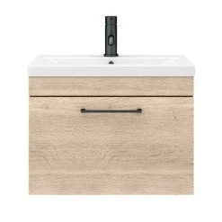Arezzo Wall Hung Vanity Unit - Rustic Oak - 600mm with Matt Black Handle 13 Arezzo Wall Hung Vanity Unit - Rustic Oak - 600mm with Matt Black Handle -Wall Hung Vanity Units Shop AZRO6WHVBK d5 460