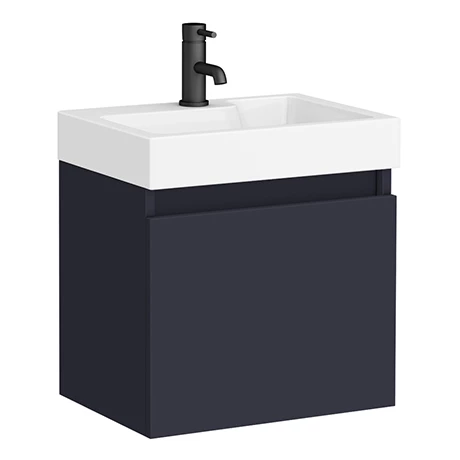 Arezzo Slim Wall Hung Vanity Unit - Matt Blue - 500 x 300mm 3 Arezzo Slim Wall Hung Vanity Unit - Matt Blue - 500 x 300mm