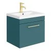 Arezzo Wall Hung Vanity Unit - Matt Green - 500mm 1-Drawer with Brushed Brass Handle 1 Arezzo Wall Hung Vanity Unit - Matt Green - 500mm 1-Drawer with Brushed Brass Handle -Wall Hung Vanity Units Shop AZTG5WHVBB p