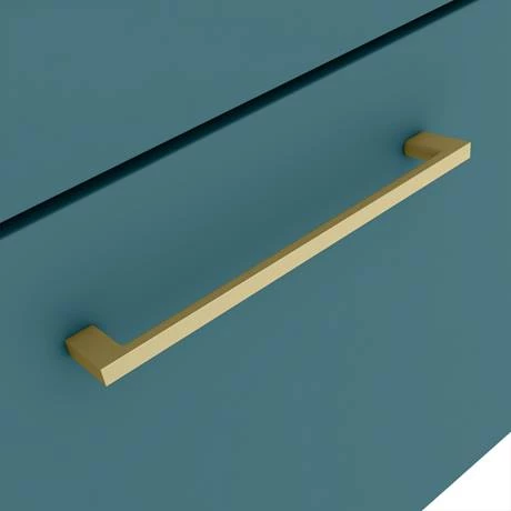 Arezzo Wall Hung Vanity Unit - Matt Green - 600mm 1-Drawer with Brushed Brass Handle 5 Arezzo Wall Hung Vanity Unit - Matt Green - 600mm 1-Drawer with Brushed Brass Handle - Image 3