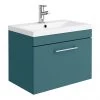 Arezzo Wall Hung Vanity Unit - Matt Green - 600mm 1-Drawer with Chrome Handle 2 Arezzo Wall Hung Vanity Unit - Matt Green - 600mm 1-Drawer with Chrome Handle -Wall Hung Vanity Units Shop AZTG6WHVCH p