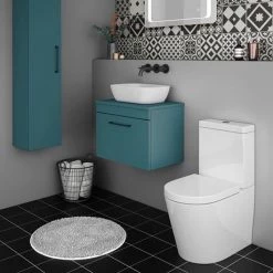 Arezzo Wall Hung Countertop Vanity Unit - Matt Green - 600mm with Matt Black Handle 7 Arezzo Wall Hung Countertop Vanity Unit - Matt Green - 600mm with Matt Black Handle -Wall Hung Vanity Units Shop AZTG6WHWBK d2 460