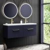 Arezzo Matt Blue Wall Hung Double Basin Vanity Unit (1205mm w. Brushed Brass Handles) 2 Arezzo Matt Blue Wall Hung Double Basin Vanity Unit (1205mm w. Brushed Brass Handles) -Wall Hung Vanity Units Shop AZWH12BBR1D p