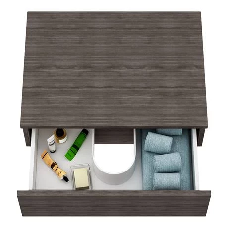 Brooklyn Floating Basin Shelf with Drawer - Grey Avola - 600mm inc. Oval Basin 5 Brooklyn Floating Basin Shelf with Drawer - Grey Avola - 600mm inc. Oval Basin - Image 3