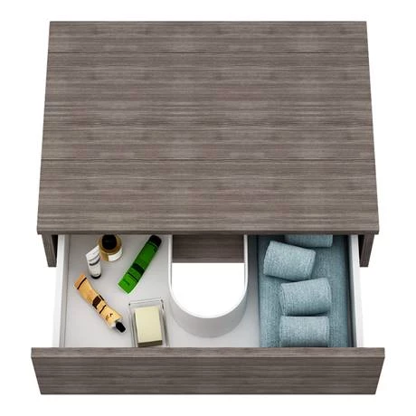 Brooklyn Floating Basin Shelf with Drawer - Grey Avola - 600mm inc. Round Basin 5 Brooklyn Floating Basin Shelf with Drawer - Grey Avola - 600mm inc. Round Basin - Image 3