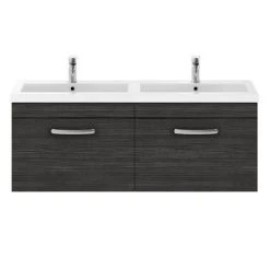 Brooklyn 1205mm Black Wall Hung Single 2 Double Basin Vanity Unit -Wall Hung Vanity Units Shop BWH12B1D d4 460